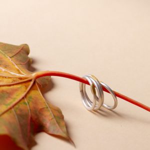 Fein geschmiedete Silberringe mit einer aufgetragenen Platte aus feinstem 900er Gold. Diese Ringe passen wir individuell an deine Ringgröße an.