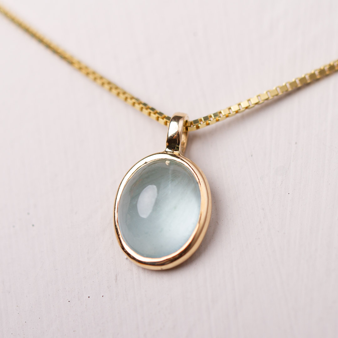 Goldanhänger Aquamarin 14 Karat