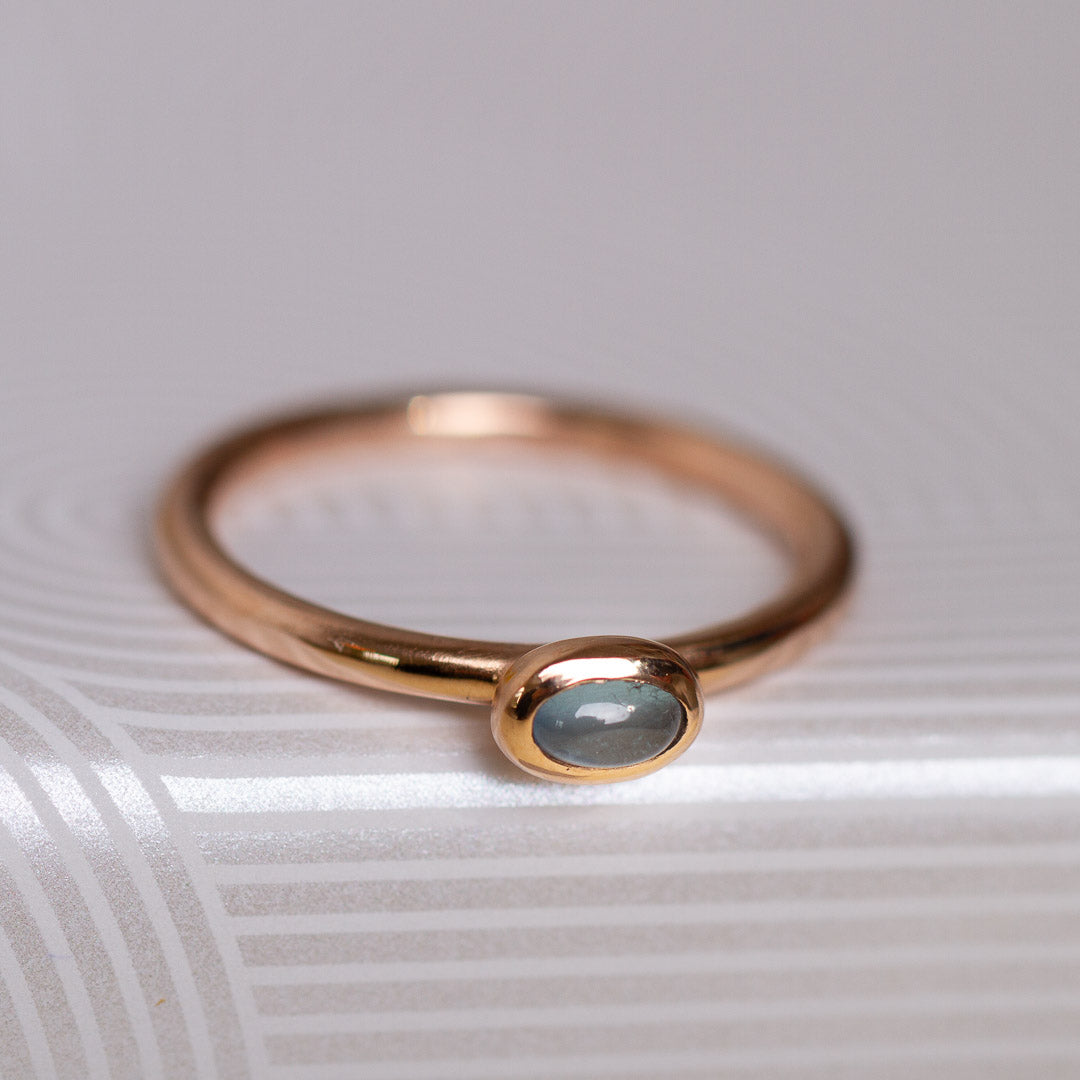 Aquamarinring Oval Quer Rotgold