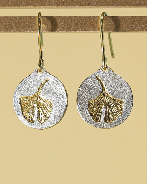 Ohrhänger Ginkgo & Rund